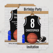 Invitation Basket-ball noir et blanc personnalisé Jersey (Devant / Derrière)