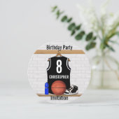 Invitation Basket-ball noir et blanc personnalisé Jersey (Debout devant)
