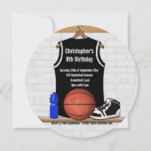 Invitation Basket-ball noir et blanc personnalisé Jersey (Dos)