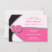 Invitation basket-ball noir rose filles sport (Devant)