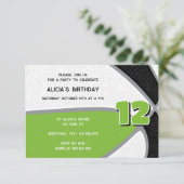 Invitation basket-ball noir vert vif filles sport (Debout devant)