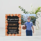 Invitation Basket Ball Orange Noir Anniversaire Avec Photo (Debout devant)