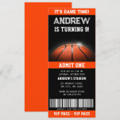 Invitation Basket-ball personnel Jour Anniversaire Billet (Devant / Derrière)