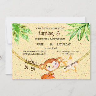 Invitation Basket-ball Petit Singe Turner 5 Anniversaire Fête