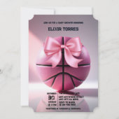 Invitation Basket-ball rose Baby shower de la balle de la bou (Devant)