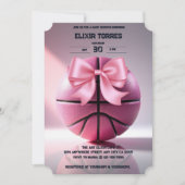 Invitation Basket-ball rose Baby shower de la balle de la bou (Devant)