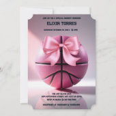 Invitation Basket-ball rose Baby shower de la balle de la bou (Devant)