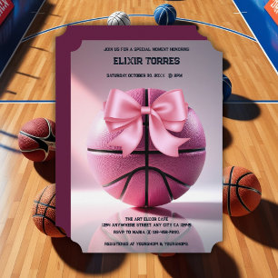 Invitation Basket-ball rose Basket Baby shower de boule Invit