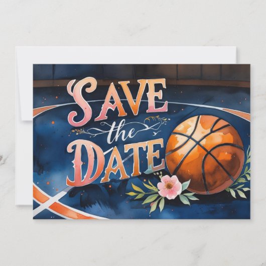 Invitation Basket-ball Sauvegarder la date avec basket-ball s (Devant)