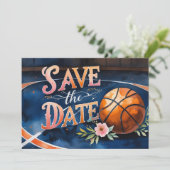Invitation Basket-ball Sauvegarder la date avec basket-ball s (Debout devant)
