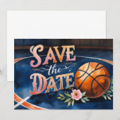 Invitation Basket-ball Sauvegarder la date avec basket-ball s (Devant / Derrière)