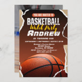 Invitation Basket-ball simple personnel Anniversaire avec pho (Devant / Derrière)