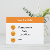 Invitation Basket-ball sur fond blanc sauvez la date (Debout devant)
