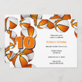 Invitation basket blanc orange filles fête d'anniversaire (Devant / Derrière)