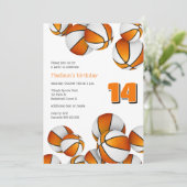 Invitation basket blanc orange filles sport (Debout devant)