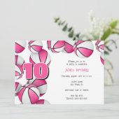 Invitation basket blanc rose filles fête d'anniversaire (Debout devant)