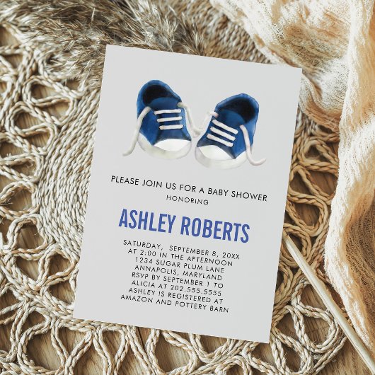 Invitation Basket bleu Baby shower Invitation, Baby Boy