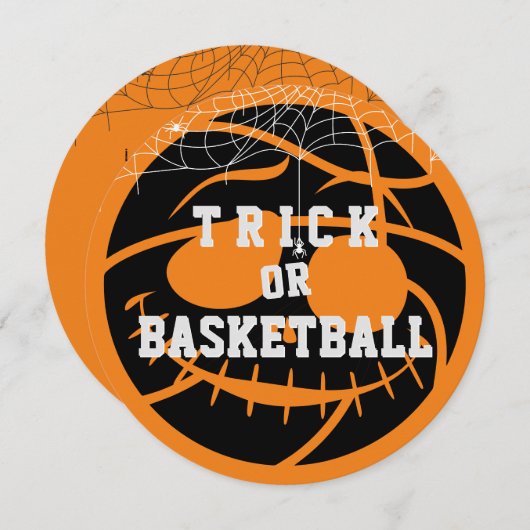 Invitation Basket d'Halloween Ball Trick ou Basketball Annive (Devant / Derrière)