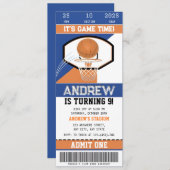 Invitation Basket personnel Courtside Billet d'anniversaire (Devant / Derrière)