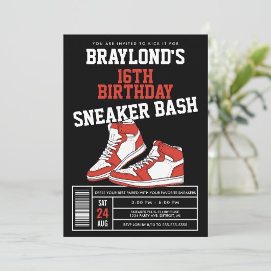 Invitation Basket rouge Bash Anniversaire (Debout devant)