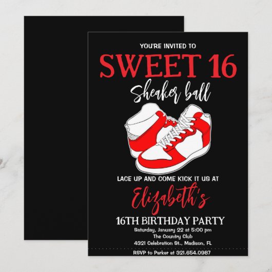 Invitation Basket Rouge Bash fête d'anniversaire (Devant / Derrière)