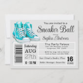 Invitation Basket turquoise Ball Anniversaire Fête de chaussu (Devant)