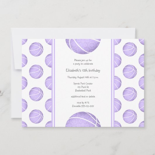 Invitation basket violet pastel motif (Devant)
