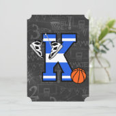 Invitation Basketball à initiale personnalisée Lettre k (Debout devant)