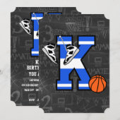 Invitation Basketball à initiale personnalisée Lettre k (Devant / Derrière)