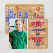 Invitation Basketball Anniversaire de la fête Photo (Devant / Derrière)