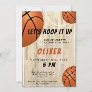 Invitation Basketball Ball Bois Plancher Sports Anniversaire