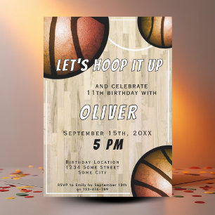 Invitation Basketball Ball Bois Plancher Sports Anniversaire 