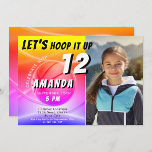 Invitation Basketball Ball Hoop it up Sports Photo Anniversai