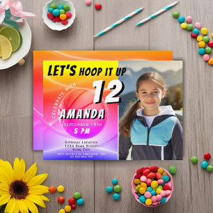 Invitation Basketball Ball Hoop it up Sports Photo Anniversai