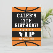 Invitation Basketball Black Orange fête d'anniversaire (Debout devant)