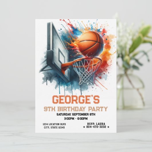 Invitation Basketball Boy Anniversaire (Debout devant)