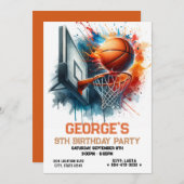 Invitation Basketball Boy Anniversaire (Devant / Derrière)