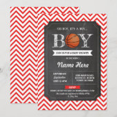 Invitation BasketBall Boy Baby shower Red Chalk Sports Invita (Devant / Derrière)