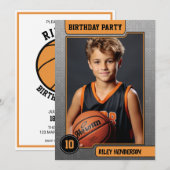 Invitation Basketball Boy's Photo Birthday Party (Devant / Derrière)