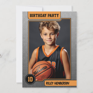Invitation Basketball Boy's Photo Birthday Party