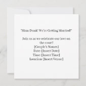 Invitation Basketball Enregistrer le Mariage de date (Dos)