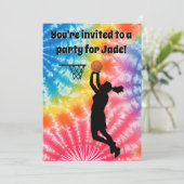 Invitation Basketball fille sur mesure Cravate-Dye Rainbow An (Debout devant)
