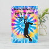 Invitation Basketball fille sur mesure Cravate-Dye Rainbow An (Debout devant)