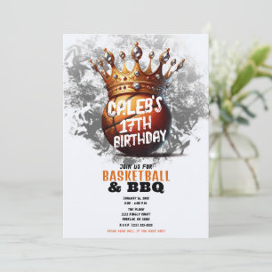 Invitation Basketball Gold Crown photo complète Retour Annive