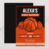 Invitation Basketball iconique noir orange baby shower (Devant / Derrière)