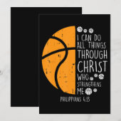 Invitation Basketball Je peux faire des choses Bible Verset D (Devant / Derrière)