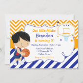 Invitation Basketball mignonne Black Cheveux garçon fête d'an (Devant)