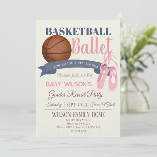 Invitation Basketball or Ballet Gender Reveal Party (Debout devant)