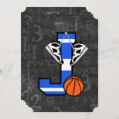 Invitation Basketball personnalisé avec initiale Lettre J (Devant / Derrière)