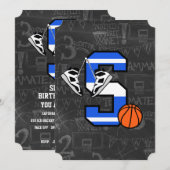 Invitation Basketball personnalisé avec initiale Lettre S (Devant / Derrière)